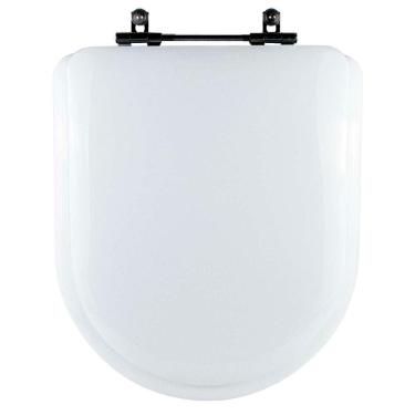 Imagem de Assento Sanitário Almofadado Carrara Branco Para Vaso Deca Com Ferragem Preta