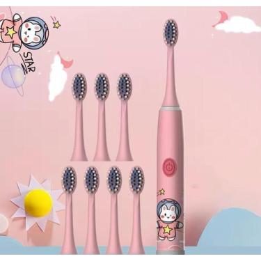 Imagem de Escova Dental Elétrica Infantil 8 Refil Longa Duração Rosa - Eletric