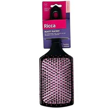 Imagem de Escova de Cabelo Raquete Almofadada - Ricca, Preto
