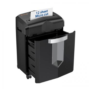 Imagem de Triturador de Papel Bonsaii 12 Folhas Corte Micro 60 Minutos Contínuos para Casa/Escritório 16 litros Preta