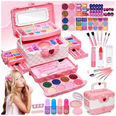 Imagem de Kit de Maquiagem Infantil com 57 Peças para Crianças de 4 a 12 Anos, HERAPFANN