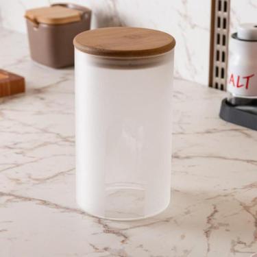 Imagem de Pote Tampa Bambu Frosted 17,5cm Vidro Boro - Wolff