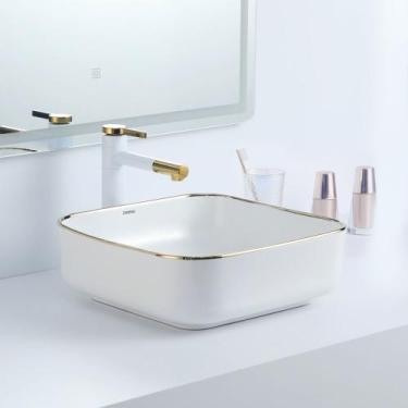 Imagem de Cuba Deend De Cerâmica Quadrina DoratoLuce Banheiro 39x39x14cm