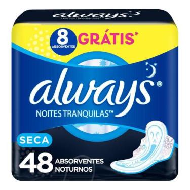 Imagem de Absorvente Noturno Always Noites Tranquilas Cobertura Seca com abas Le