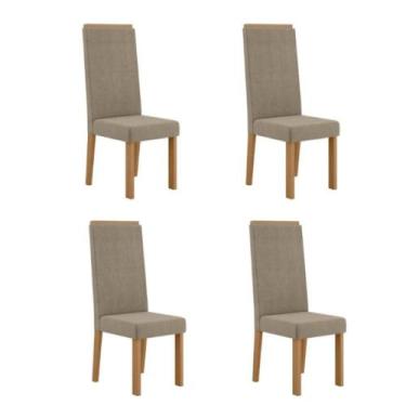 Imagem de Kit 4 Cadeiras Nice Com Espaldar  Tecido Veludo Suede Pés em MDF com S