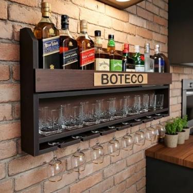 Imagem de Bar Barzinho Suspenso De Parede Adega Vinhos Bebidas 100x45cm Tabaco Fosco