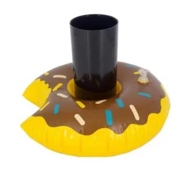 Imagem de Boia Porta Copo Donuts Marrom Flutuador Praia Piscina Festa - sem marc