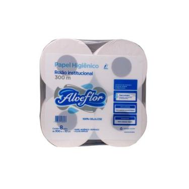 Imagem de Papel Higiênico Rolão Alveflor Folha Simples 300 Metros - Fardo com 8 