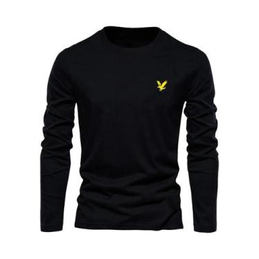 Imagem de Camiseta Casual Masculina De Manga Longa Com Estampa De Águia, Confort