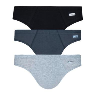 Imagem de Kit C/3 Cuecas Slip Adulto Lupo 515-089, Cza, Gra, Pta, G