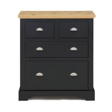 Imagem de Cômoda Retrô Édez Moscow, 4 Gavetas, Madeira Maciça, Grafite - Herval