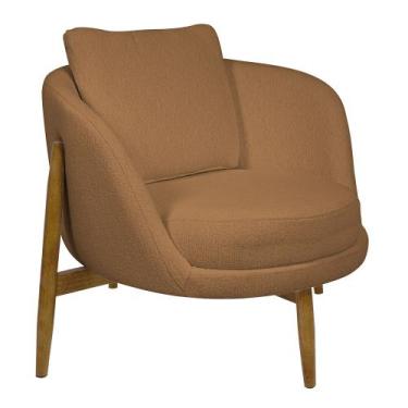 Imagem de Poltrona Decorativa Austin Base Madeira Bouclé Terracota - Nexta Casa