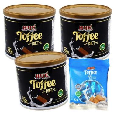 Imagem de Toffee misto 150g e caramelo sem lactose 52g diet hue - kit 4 unidades
