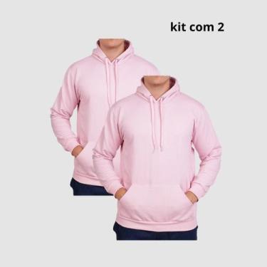 Imagem de Kit 2 Moletons Unisex Com Capuz Casual Reforçada - Lucam, Rosa, G