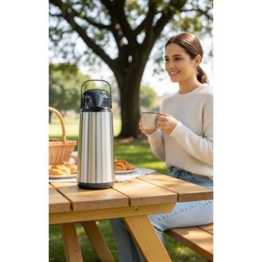 Imagem de 2x Garrafa Térmica Inox 1.8L Café e Chá: Conserva Quente/Fri - Congrat