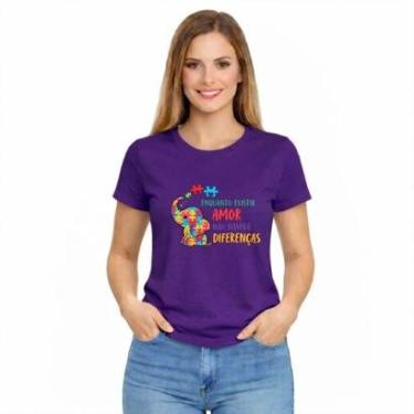 Imagem de Camiseta Feminina Inclusão Autismo Amor Não Há Diferenças Estampa Colorida-Feminino