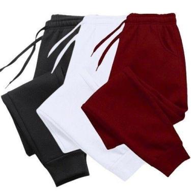 Imagem de Kit 3 Calças Moletom Básico Várias Cores - NoBrand, Preto, Cinza, Bran