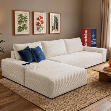 Imagem de Sofá Modular Evo De 3 Lugares Com Chaise Esq Evo. Two 2,70m Boost Tech Em Velourê Cama...