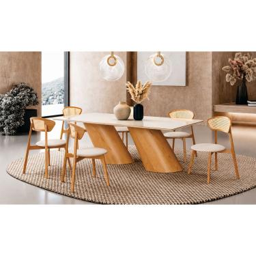 Imagem de Sala de Jantar maciça 6 cadeiras 2,20m linho- Orion Imperial