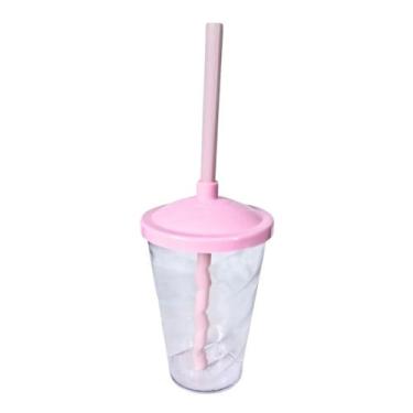 Imagem de 12 Copos Twister Com Tampa e Canudo Cristal Colorido 400ml - M&Ca Plás