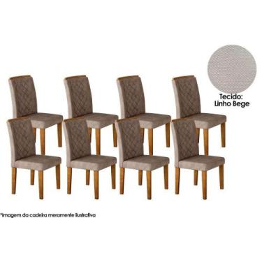 Imagem de Cadeira Sala de Jantar Jade Kit 8 Un Imbuia/Linho Bege - Rufato