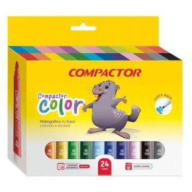 Imagem de Canetinha Hidrográfica Color New 16541 24 Cores - Compactor - Tendtudo