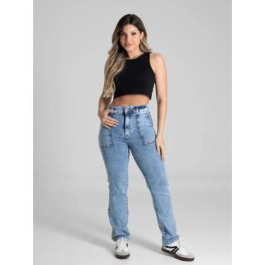 Imagem de Calça Feminina Reta Petit Sawary 281274, Azul, 40