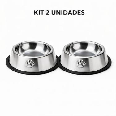 Imagem de Comedouro Inox Antiderrapante 800ml para Cães e Gatos  Bebedouro Pet -
