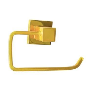 Imagem de Papeleira Porta Papel Higiênico Quadrus Dourado - Larmont Acabamentos