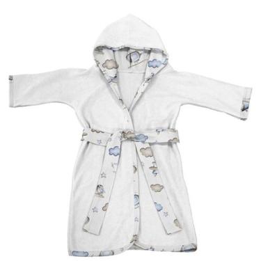 Imagem de Roupão Infantil Tecebem Com Capuz Malha Kim Plush Atoalhado Branco