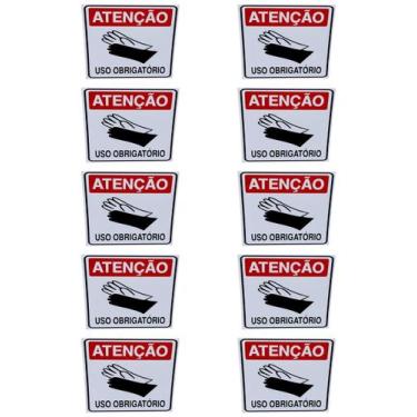 Imagem de KIT COMBO 10 Placa DE Sinalização OBRIGATORIO USO DE LUVAS - ASELETRO