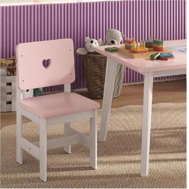 Imagem de Cadeira Infantil em Madeira Maciça 29cm x 57,5cm Sofia Rosa/Branco - E