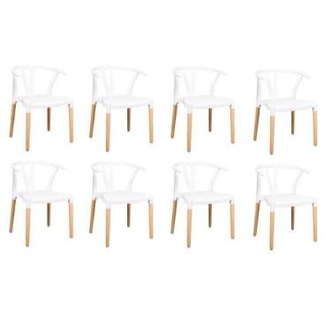 Imagem de Conjunto 8 Cadeiras Polipropileno Wishbone Yescasa Branco
