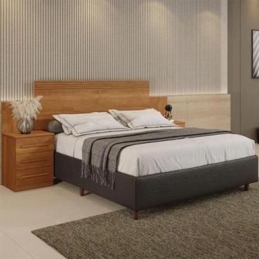 Imagem de Cabeceira Império com Mesa de Cabeceira 6 Gavetas Benetil Cor:Cinamomo