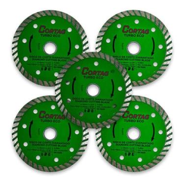 Imagem de Kit Disco de Corte Diamantado Turbo Eco Cortag 110mm 2mm Corte Seco Po