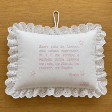 Imagem de Travesseiro Decorativo Santo Anjo do Senhor Baby Baby com Renda 31x23 