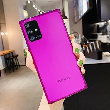 Imagem de Bolsa Fashion Square Neon para Samsung A52 A72 A32 A51 A71 S21 Ultra FE Plus S20 FE Note 20 S10E A22 5G A42 A21S A31 A50 A70 A20 A30 Capa protetora, Roxo, Para A32 5G