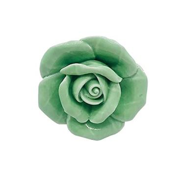 Imagem de Verde rosa cacto gabinete cerâmico puxa/cozinha gaveta gaveta gabinete punho mobiliário maçanetas armário de hardware puxar botões bonitos para crianças YYDFPIIA (Color : Model C)