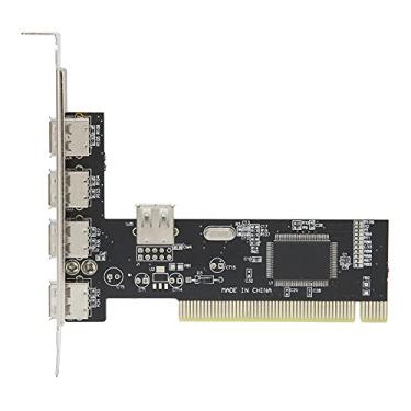 Imagem de Heayzoki Placa de expansão PCI, placa de expansão PCI para adaptador de hub USB 2.0 de 4 portas, placa de expansão PCI conversor de alta velocidade, acessórios universais para PC,