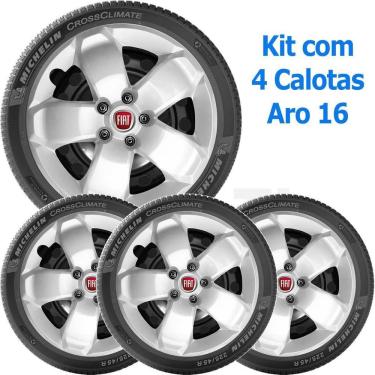 Imagem de 4X Calota Fiat Toro 2017 A 2020 Aro 16 Prata Emblema 301Cp