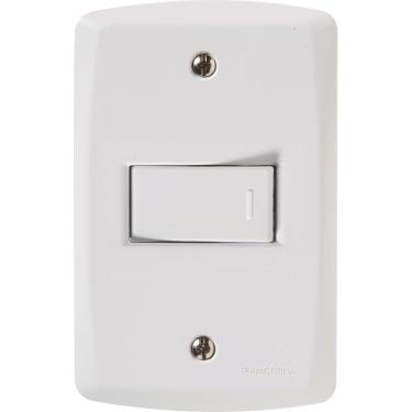 Imagem de Conjunto 4x2 com 1 Interruptor Simples 10 A 250 V Horizontal Tramontina Lux2 Branco Tramontina