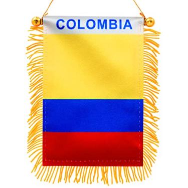 Imagem de Anley 4 X 6 polegadas Colômbia Fringy Janela Pendurada Bandeira - Mini Bandeira Bandeira e Espelho Retrovisor do Carro Decoração - Franjas e Dupla Face - Bandeira Colombiana Pendurada com Ventosa