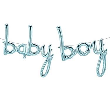 Imagem de Tellpet Balões para bebês meninos, balão de letras azuis para bebês meninos decorações de chá de bebê para meninos