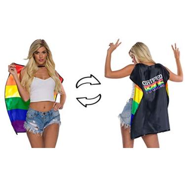 Imagem de Rubie's Capa unissex reversível certificada Pride, Arco-íris, short