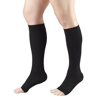 Imagem de Meias de compressão Truform 0865s, abaixo do joelho, bico aberto, 20-30 mmHg, comprimento curto, Black (Open Toe), Small (20-30 mmHg)