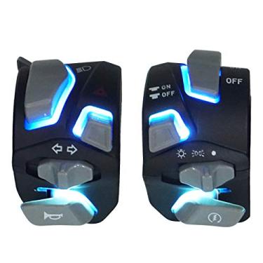 Imagem de Interruptores de motocicleta de 7/8" interruptor de luz LED azul para botão de buzina seta lâmpada de neblina elétrica início interruptores de controle de guidão