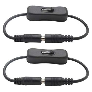 Imagem de (Preto (2pcs)) - TronicsPros 2pcs LED Strip Light Inline On/Off Switch Switch DC Jack (5.5x2.1mm) Conector masculino para feminino, dc jack switch, conector de luz de fita LED, conector de adaptador de energia inline de 12V Inline Switch DC Power Adapter Conector