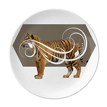 Imagem de Prato decorativo de porcelana para mesa Feline Tigers Fierce Wings