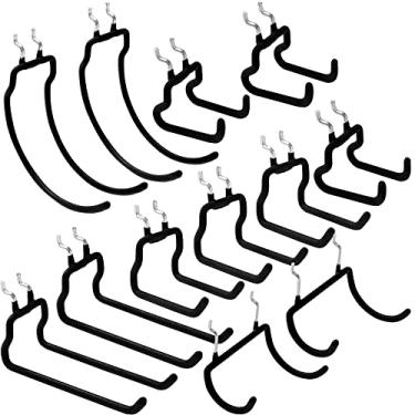 Imagem de 12 ganchos resistentes para quadro de pegboard, para organizar várias ferramentas, para quadro de pegboard de 1/10.2 cm, preto