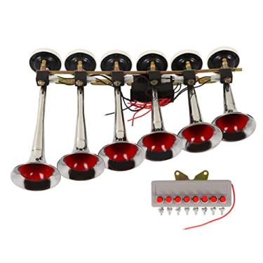 Imagem de Leapiture 6 trompete substituição buzina de ar para caminhões ônibus barcos dc 12 v 24 v 160db kit buzina elétrica super alto trem kit chifres compressor de ar